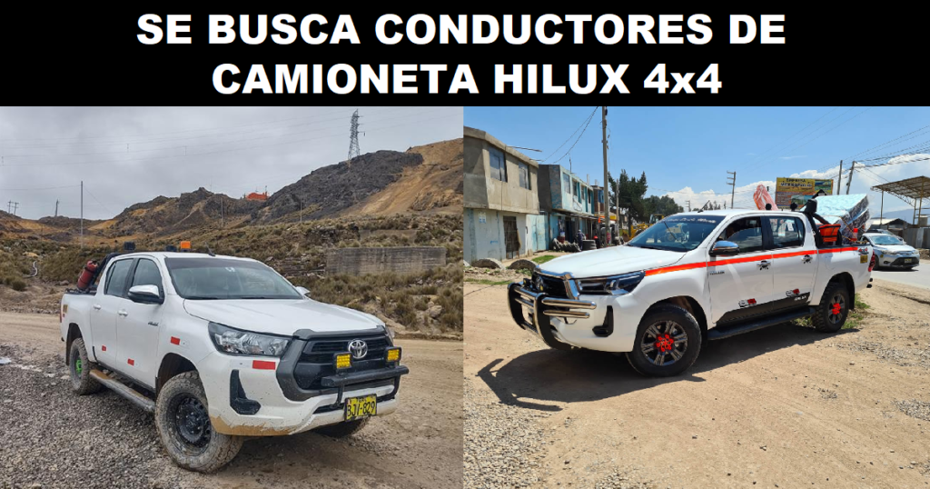 CONDUCTORES DE CAMIONETA HILUX 4x4