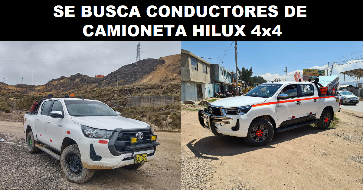 CONDUCTORES DE CAMIONETA HILUX 4x4