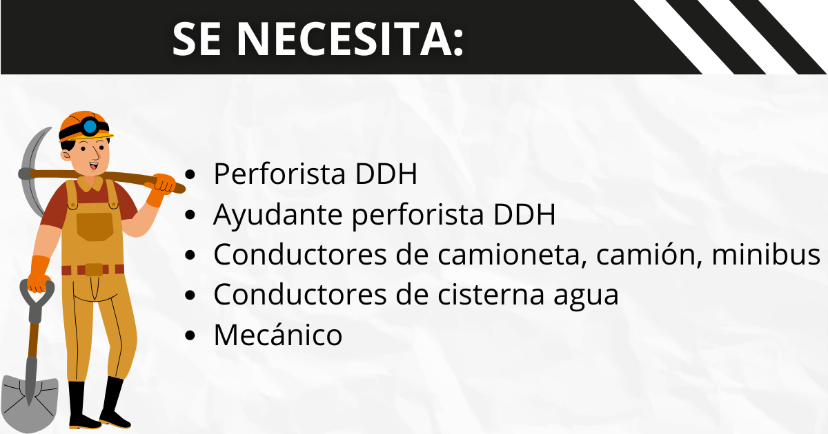 Convocatoria laboral para Explomin Perforaciones