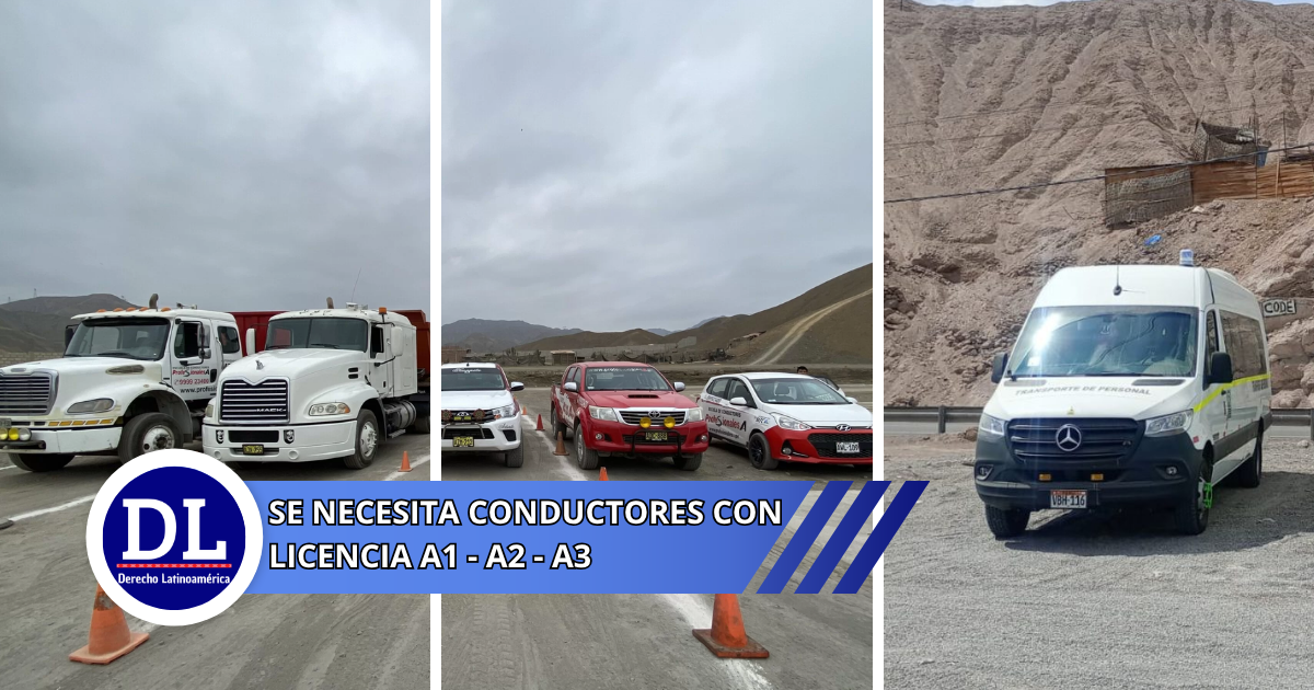 Se necesita conductores con licencia A1 - A2 - A3
