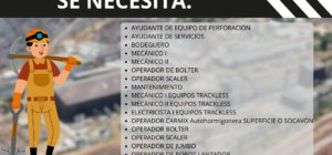 personal para Operaciones Seprocal Unidad Minera Cobriza y MARSA