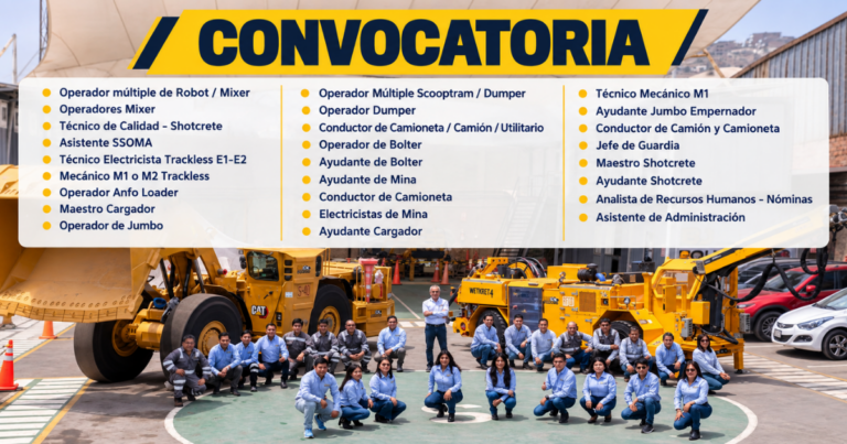 BJ Contratistas Mineros busca operadores, conductores, técnicos y ayudante