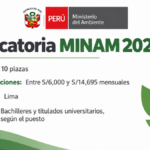 MINAM abre convocatoria con para analistas, especialistas y coordinadores con sueldos de hasta S/14,695