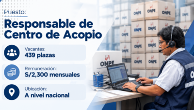 ONPE ofrece 439 vacantes para Responsables de Centro de Acopio