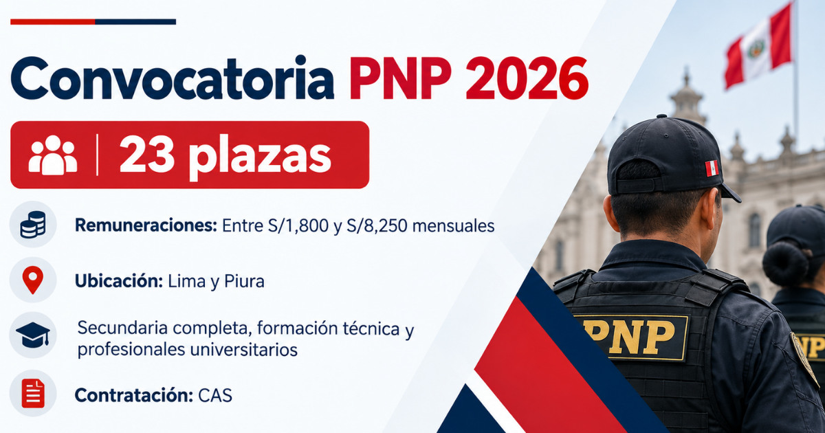 PNP abre convocatoria CAS con 23 vacantes