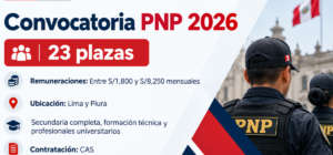 PNP abre convocatoria CAS con 23 vacantes