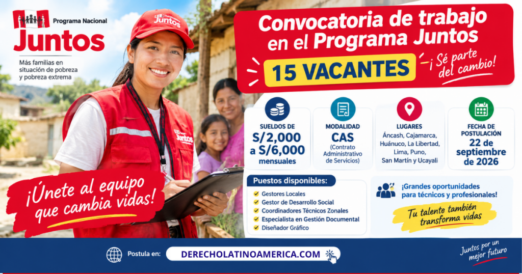 Programa Juntos ofrece 15 vacantes