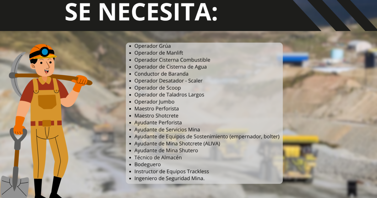 Se requiere personal para Las Bambas y Unidad Minera Contonga