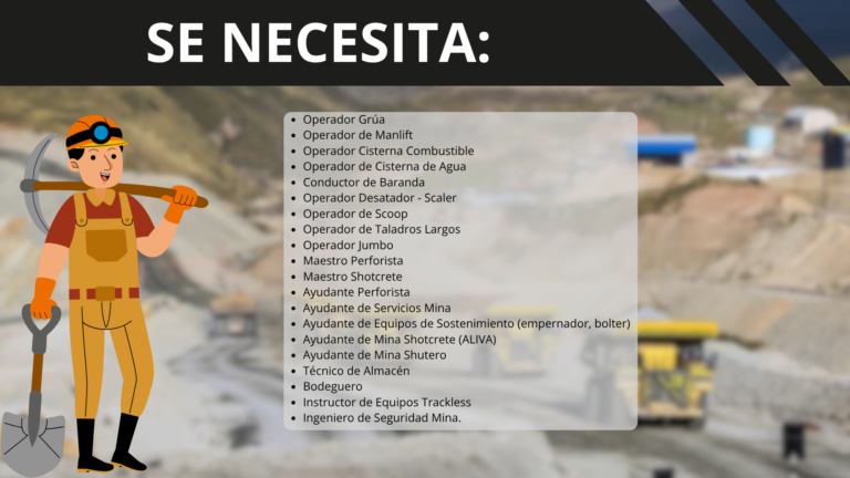 Se requiere personal para Las Bambas y Unidad Minera Contonga