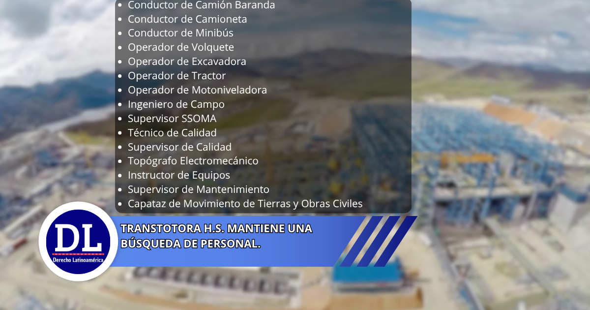 Transtotora busca conductores, operadores y profesionales