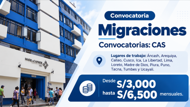 Convocatoria Migraciones ofrece 20 empleos CAS