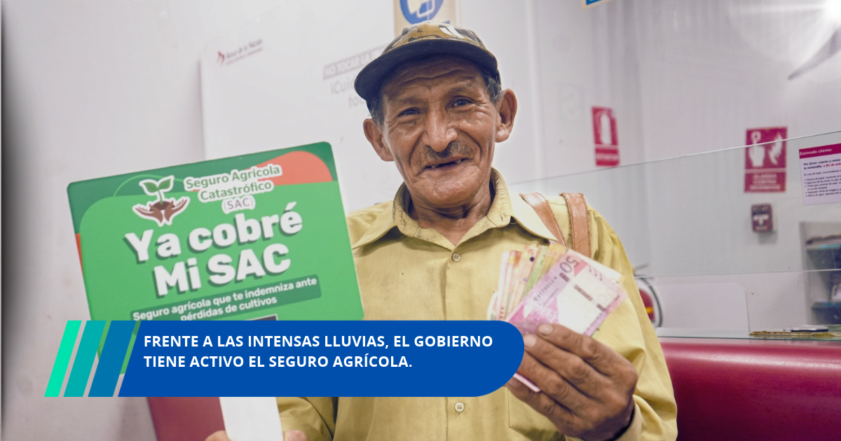 Frente a las intensas lluvias, el Gobierno tiene activo el Seguro Agrícola